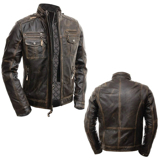 Vintage Distressed Cafe Racer Jacket