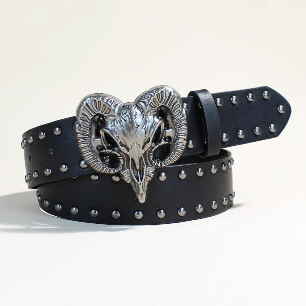 Ram Skull Biker Belt