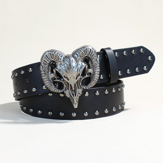 Ram Skull Biker Belt