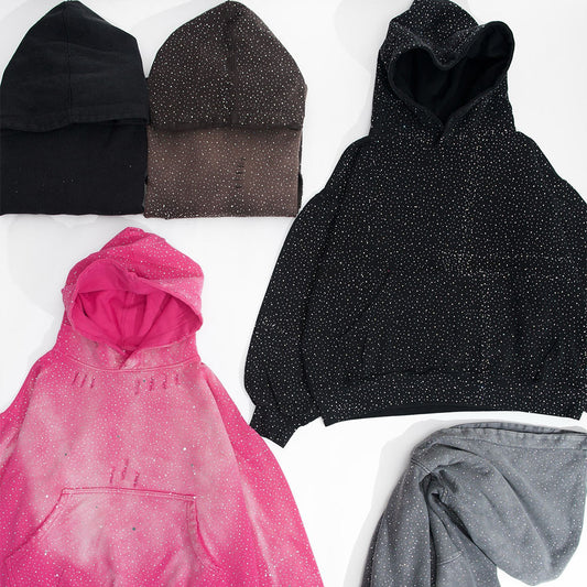 Rhinestone Graphic Washed Hoodie